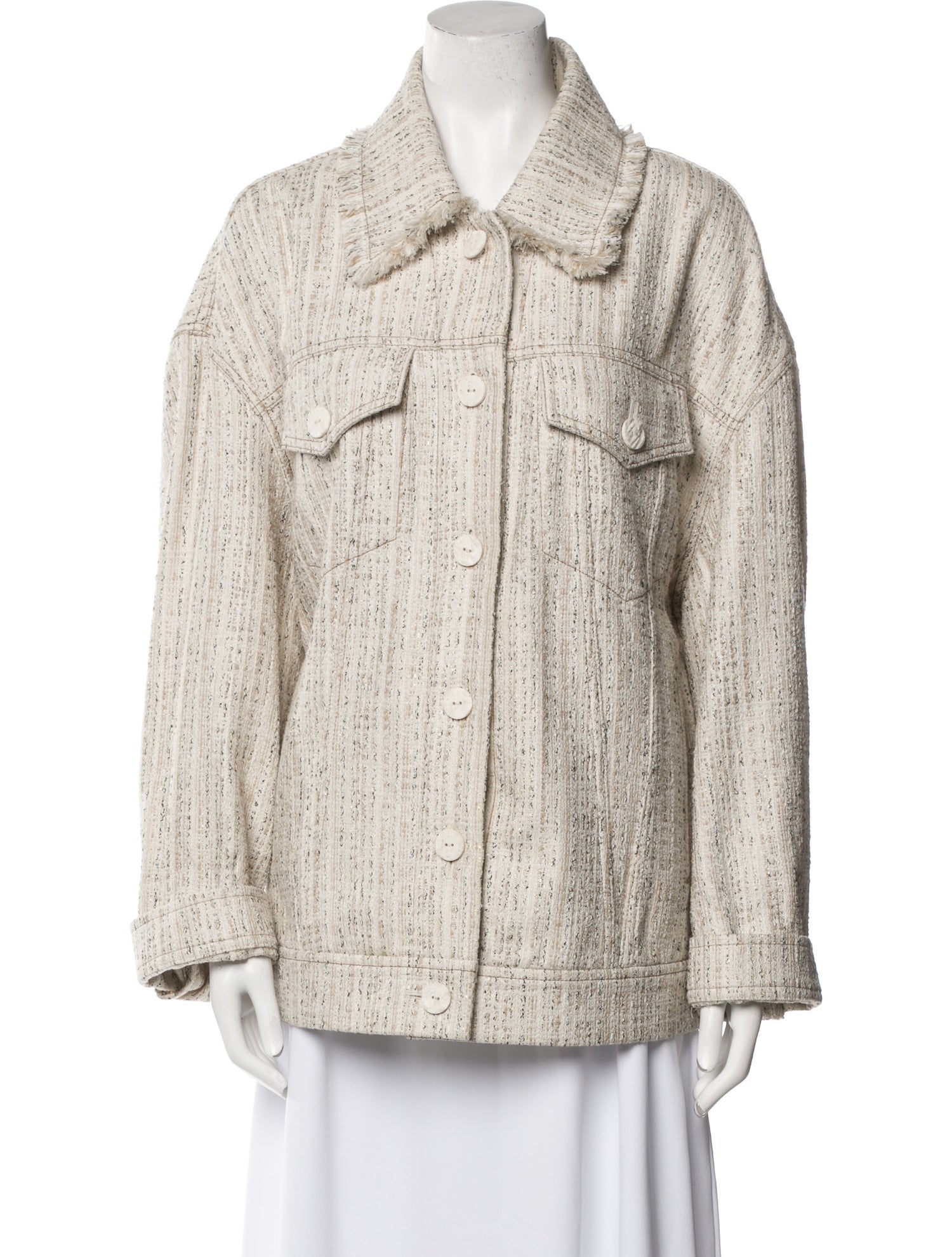Acne Studios Tweed Pattern Faux Fur Jacket